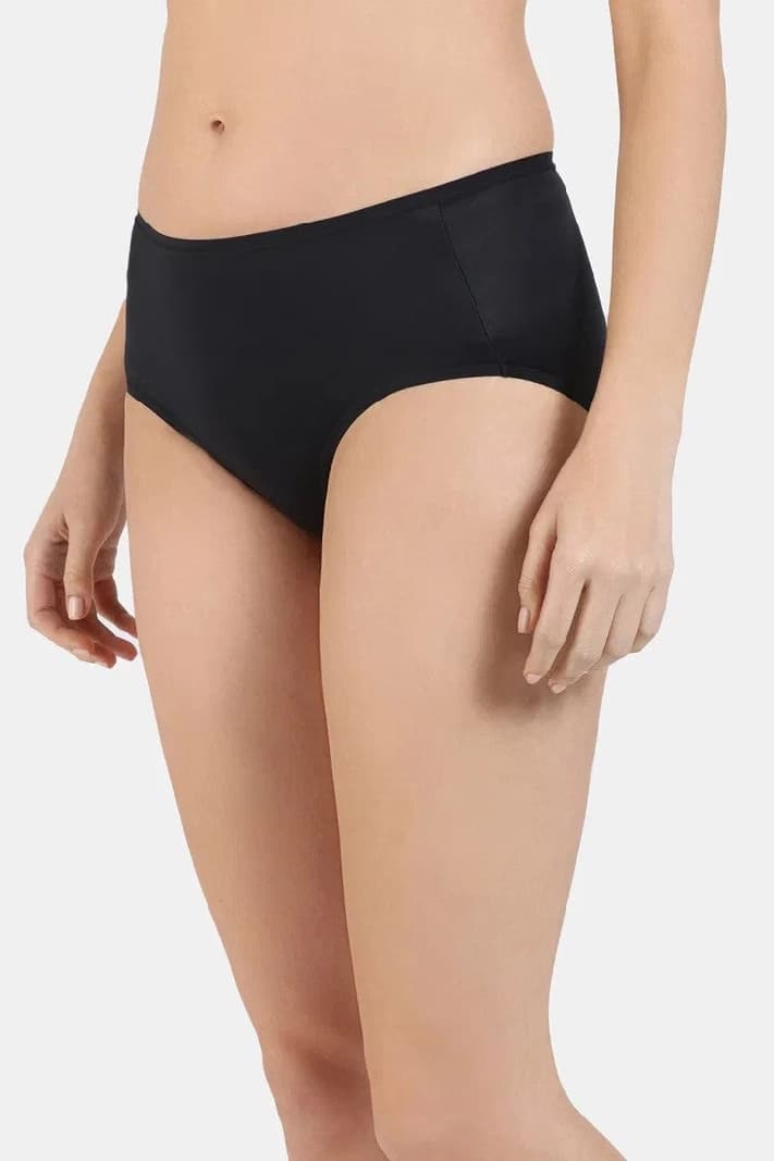 Women's Black Marshmellow Mid Rise Full Coverage Hipster Panty