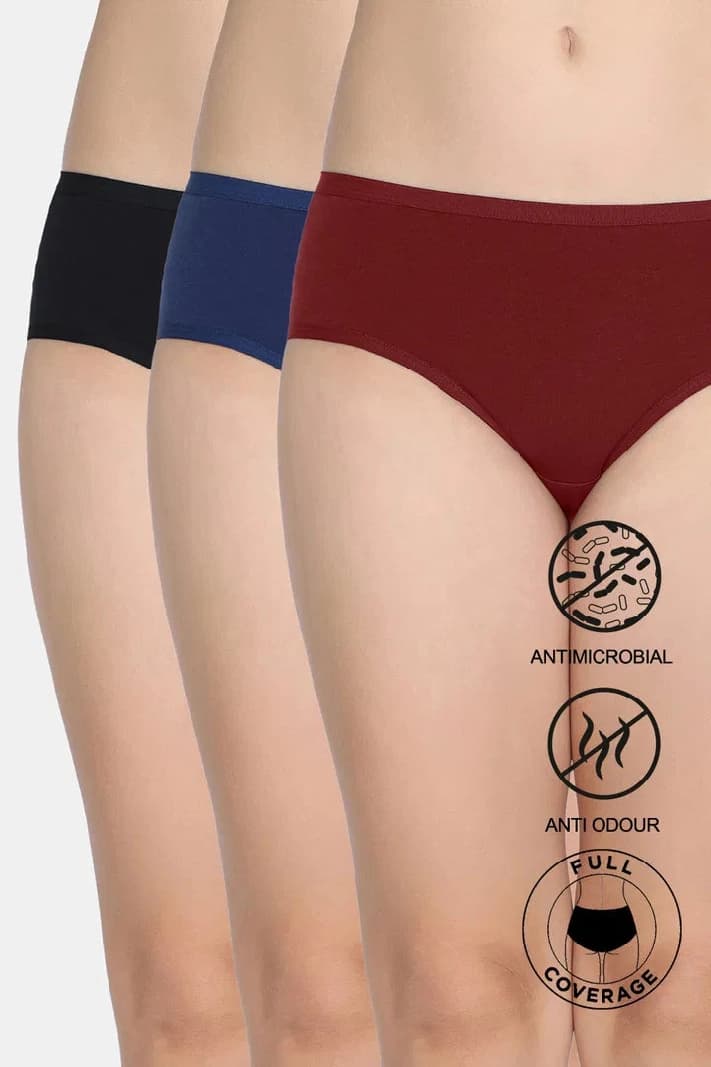 Women's Multicolor Low Rise Full Coverage Hipster Panty - Set of 3