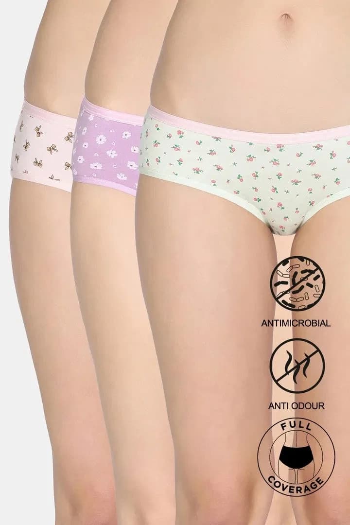 Women's Multicolor Low Rise Full Coverage Hipster Panty - Set of 3