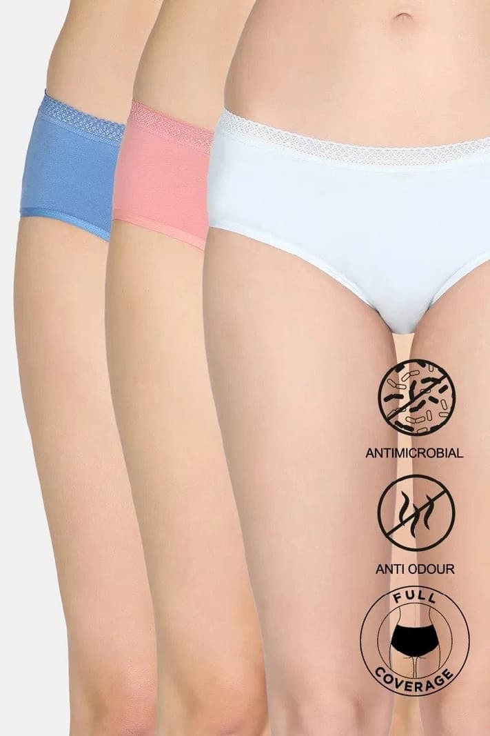 Women's Multicolor Low Rise Full Coverage Hipster Panty - Set of 3