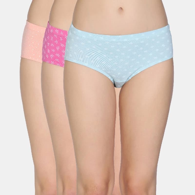 Women's Multicolor Medium Rise Full Coverage Hipster Panty - Set of 3