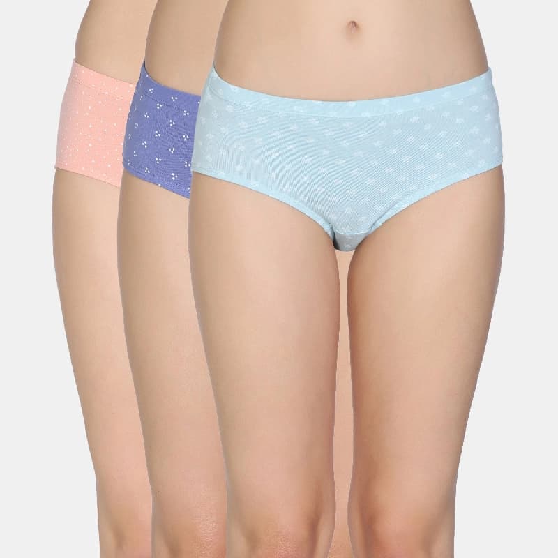 Women's Multicolor Medium Rise Full Coverage Hipster Panty - Set of 3