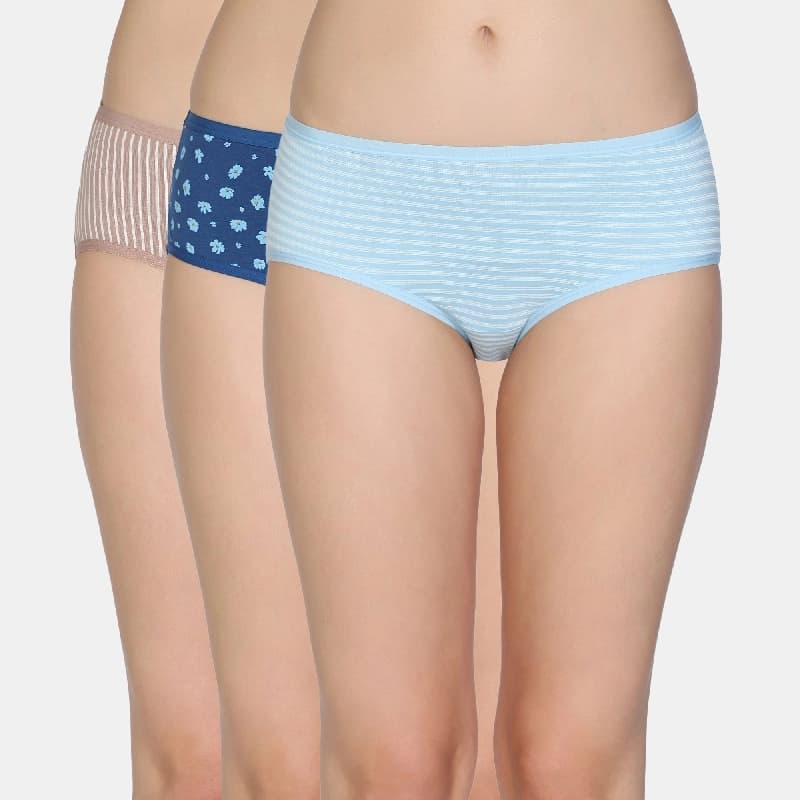 Women's Multicolor Medium Rise Full Coverage Hipster Panty - Set of 3