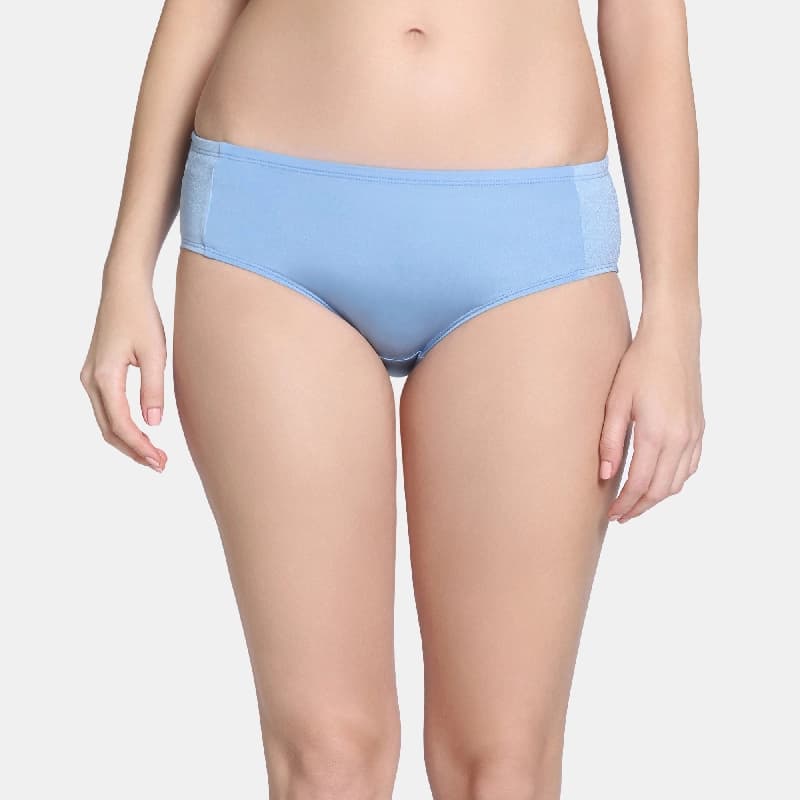 Women's Blue Shimmering Secrets Low Rise Full Coverage Hipster Panty