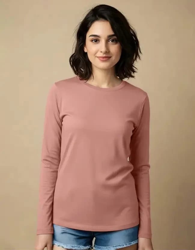 Women's Pink Casual Solid Regular Fit Tshirt