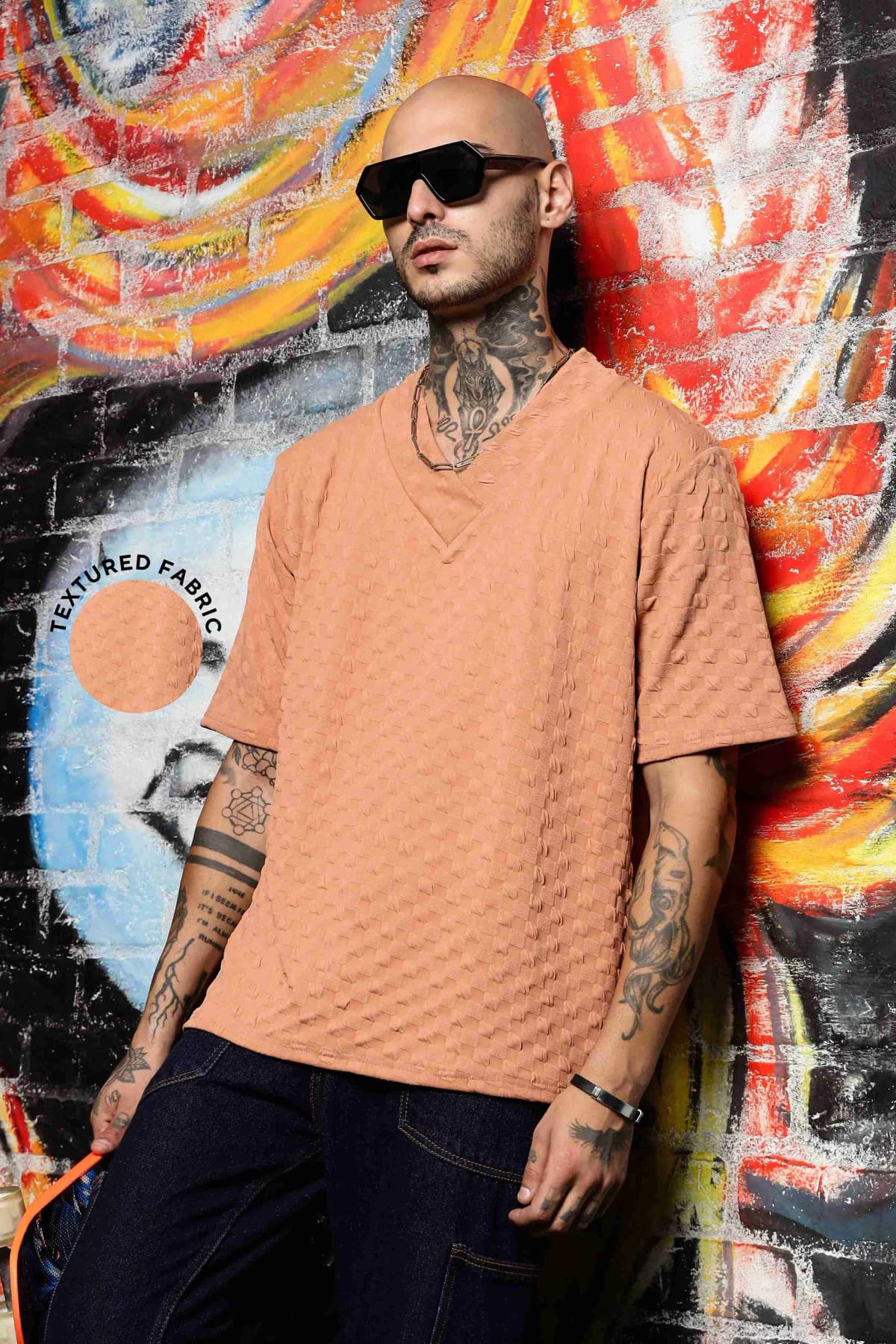 Unisex Brown Casual Solid Oversized Fit Tshirt