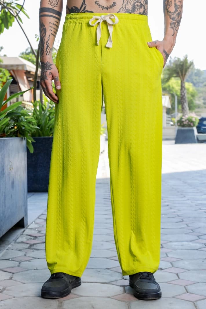Unisex Green Casual Textured Regular Fit Trackpant