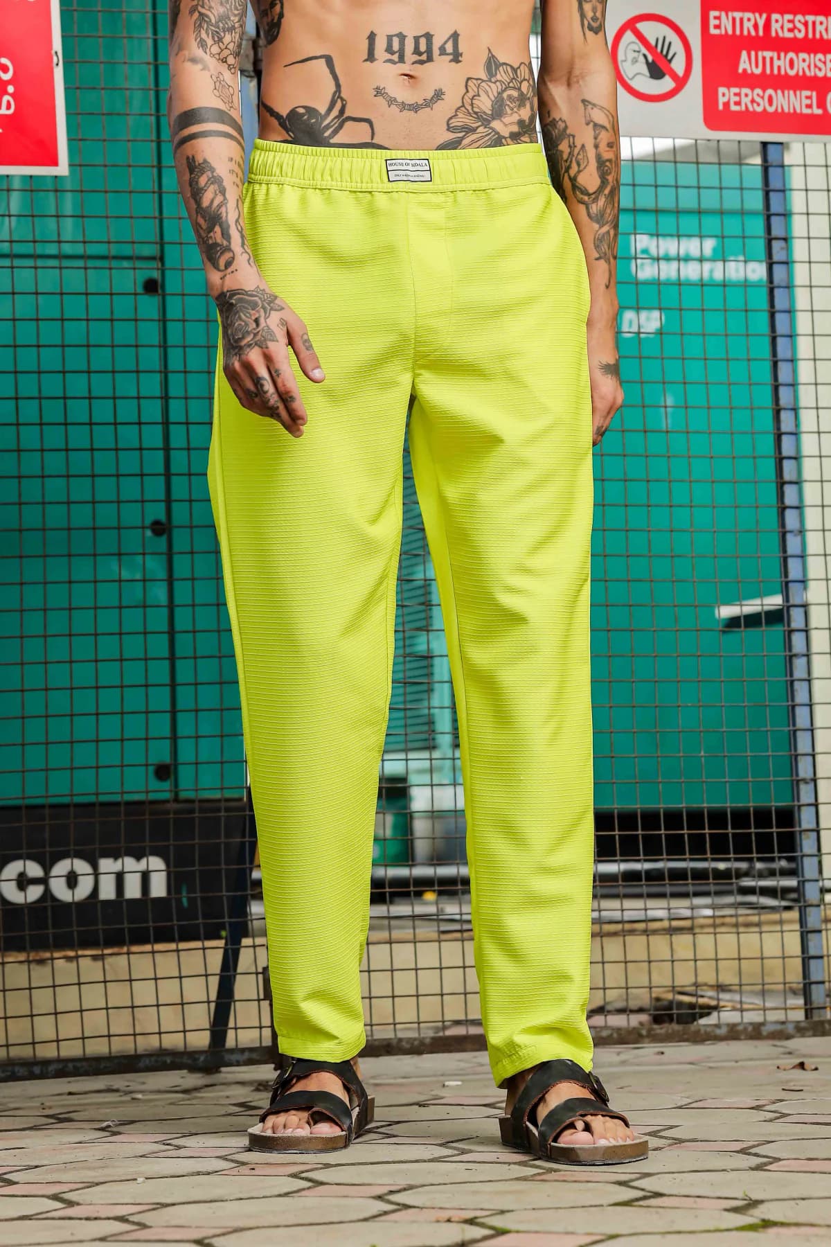Unisex Green Casual Textured Regular Fit Trackpant