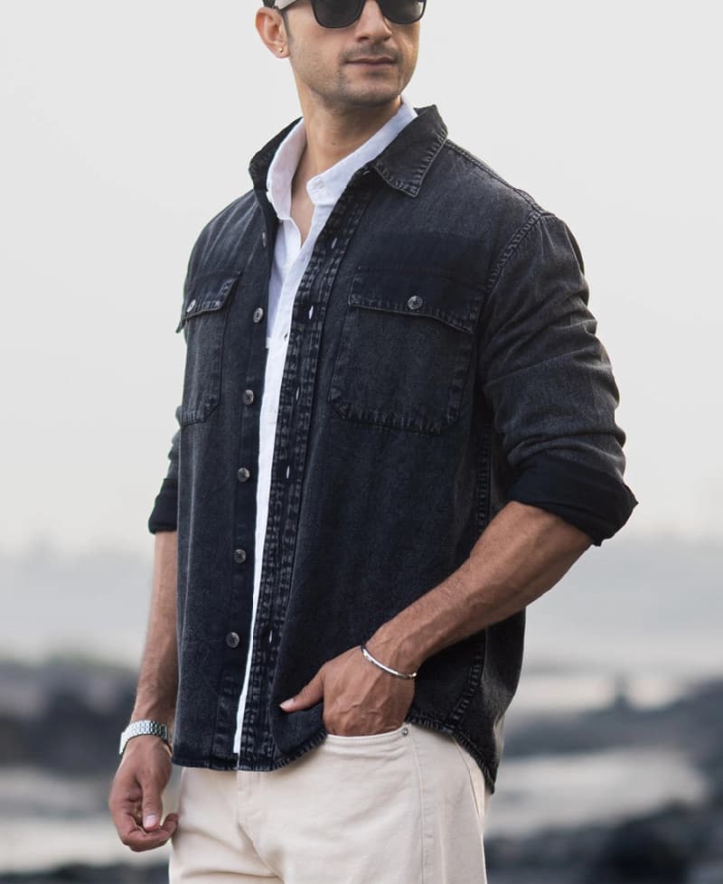 Men's Grey Casual Solid Regular Fit Shirt