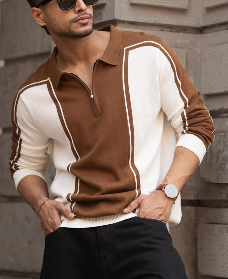Men's Brown Casual Solid Regular Fit Sweater