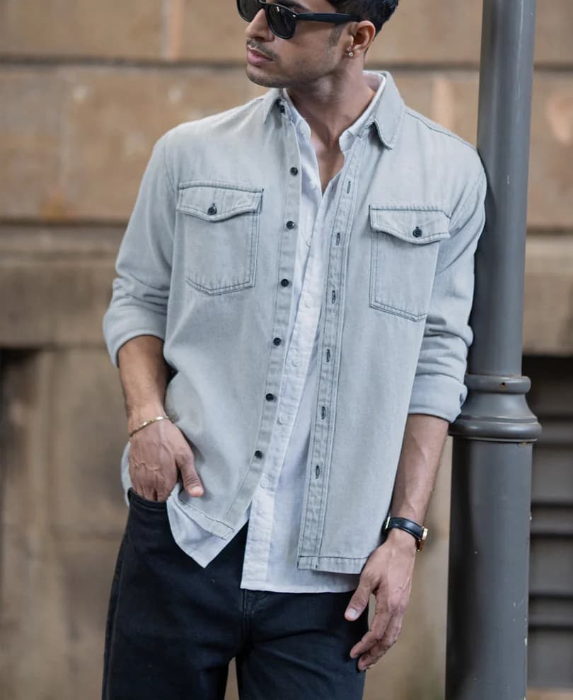 Men's Grey Casual Solid Regular Fit Jacket
