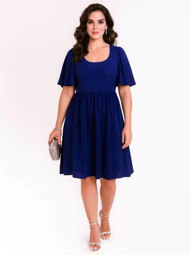 Women's Blue Festive Solid Dress