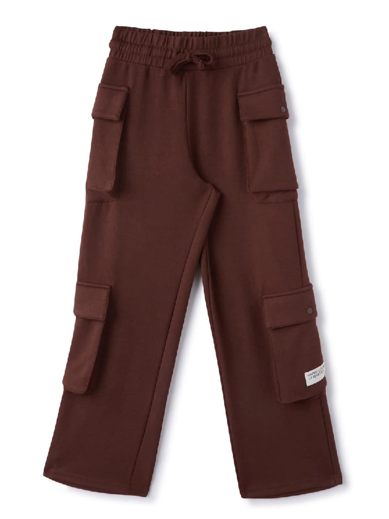 Boys Maroon Casual Low Rise Modal Solid Cargos