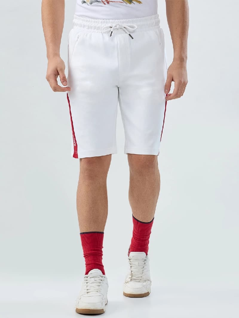 Men's White Casual Solid Regular Fit Short