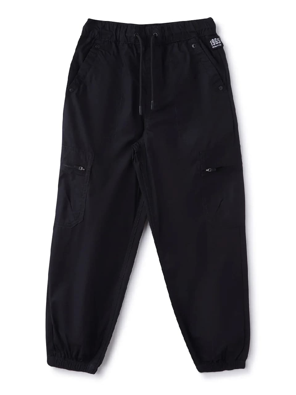 Boys Black Casual Low Rise Light Weight Utility Packable Joggers