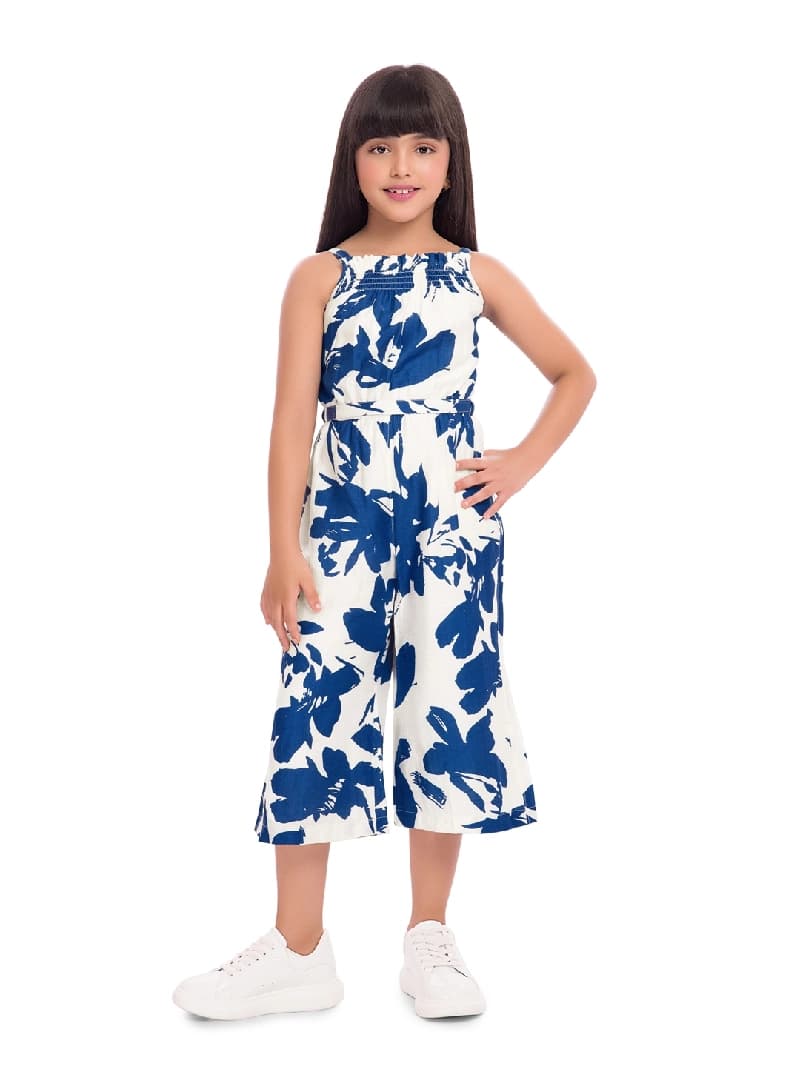 Girls Blue Colored Jumpsuit with Jacket