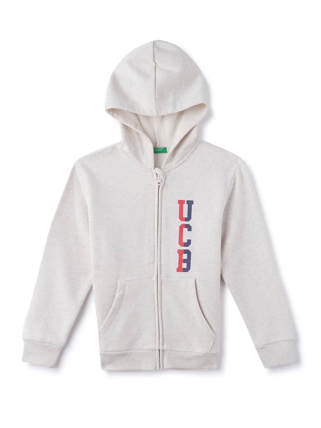 Boys Beige Casual Regular Fit Solid Full Sleeves Hoodie