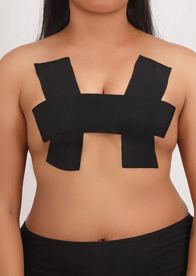 Women's Black Solid Boob Tape