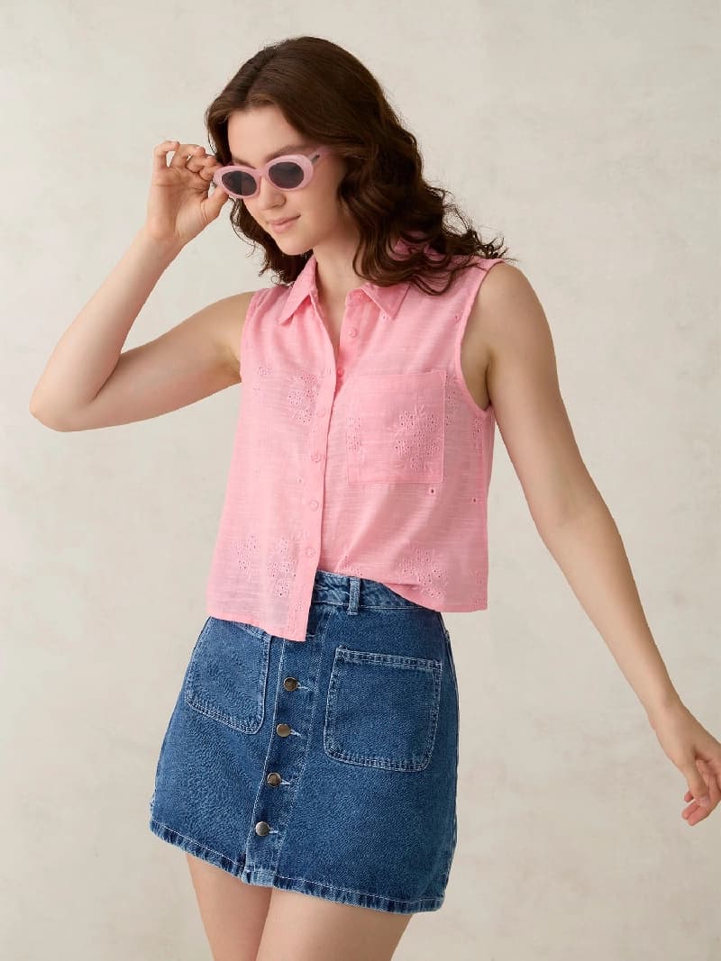 Women's Pink Casual Solid Boxy Fit Shirt