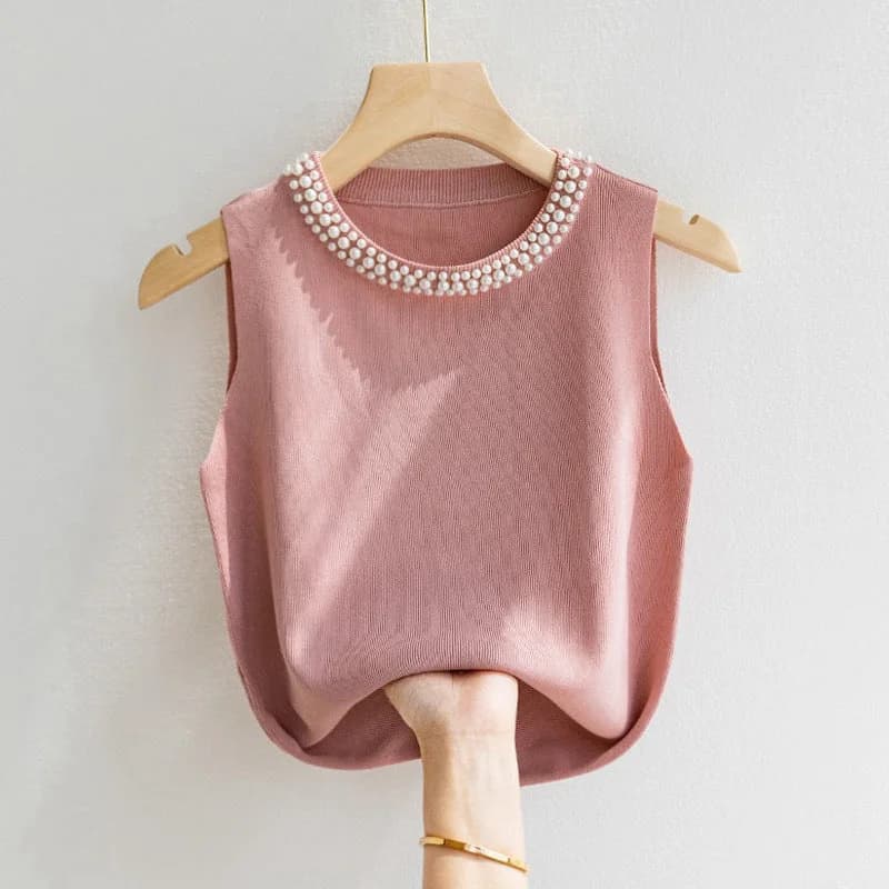 Women's Pink Party Solid Skinny Fit Tank