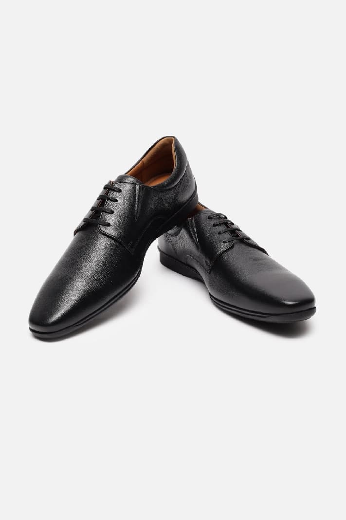 Men's Leather Black Formal Derby Shoes