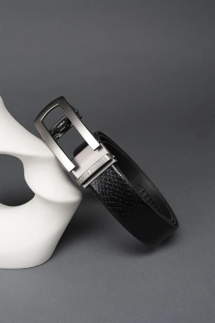 Men's Black Non Reversible Formal Leather Solid Belt