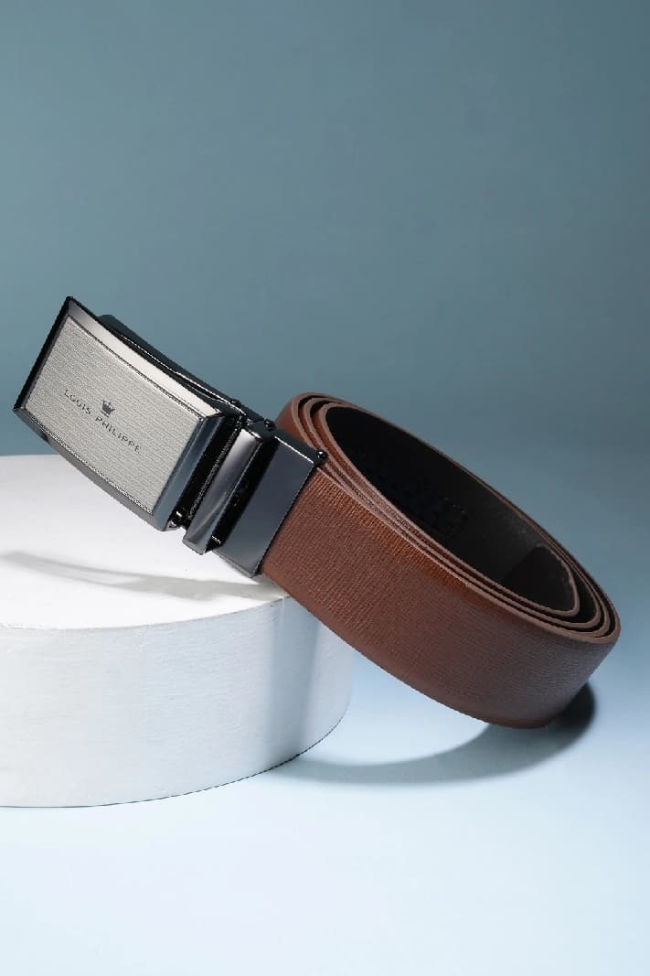 Men's Tan Non Reversible Formal Leather Solid Belt