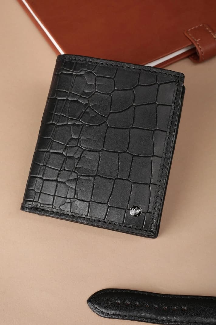 Men's Black Solid Leather Wallet