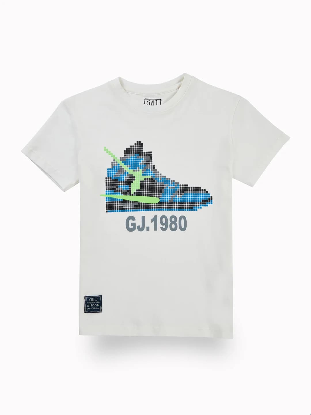 Boys Off White Casual Regular Fit Graphic Half Sleeves Tshirt