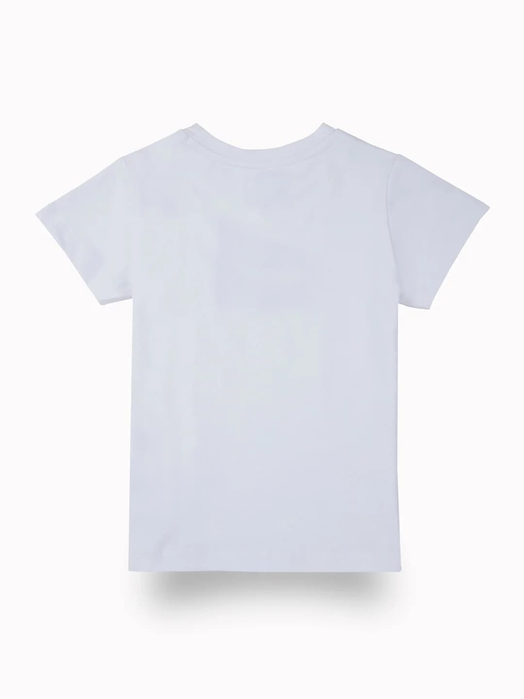 Girls White Casual Regular Fit Typography Half Sleeves Top