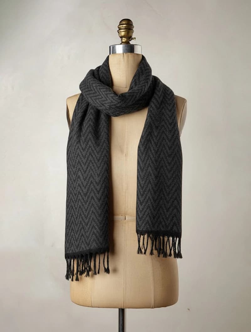Women's Grey Geometry Woollen Stole