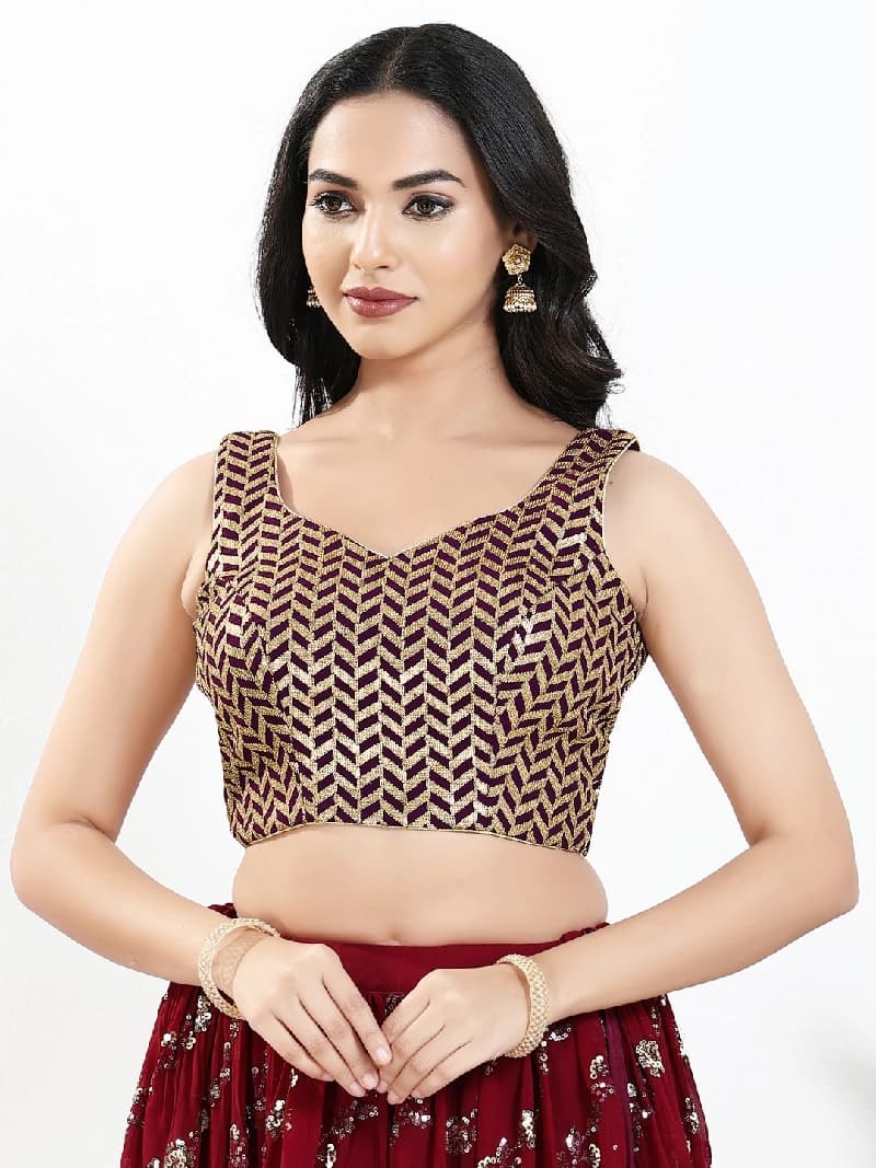 Women's Wine Festive Printed Regular Fit Blouse