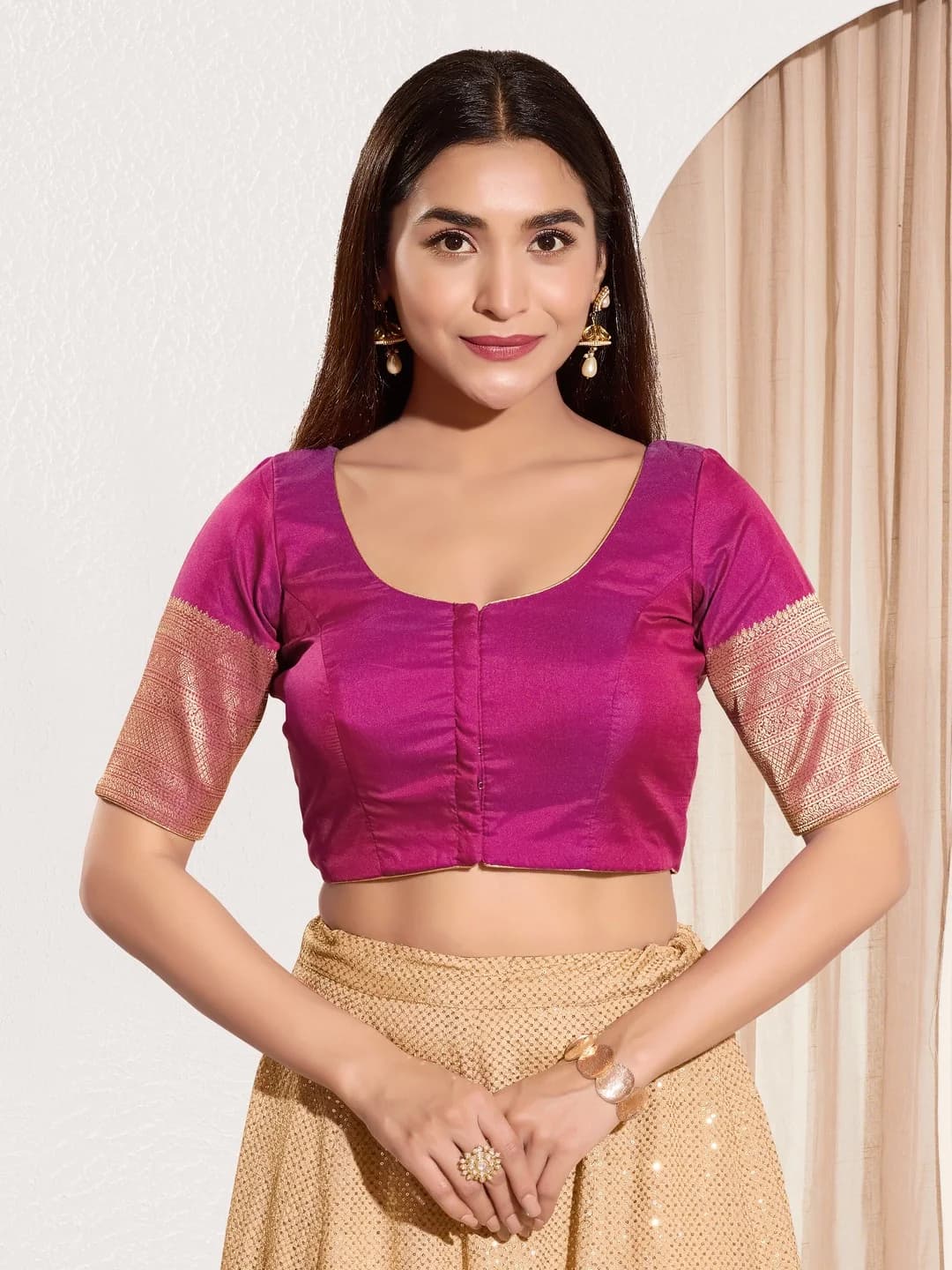 Women's Purple Festive Printed Regular Fit Blouse
