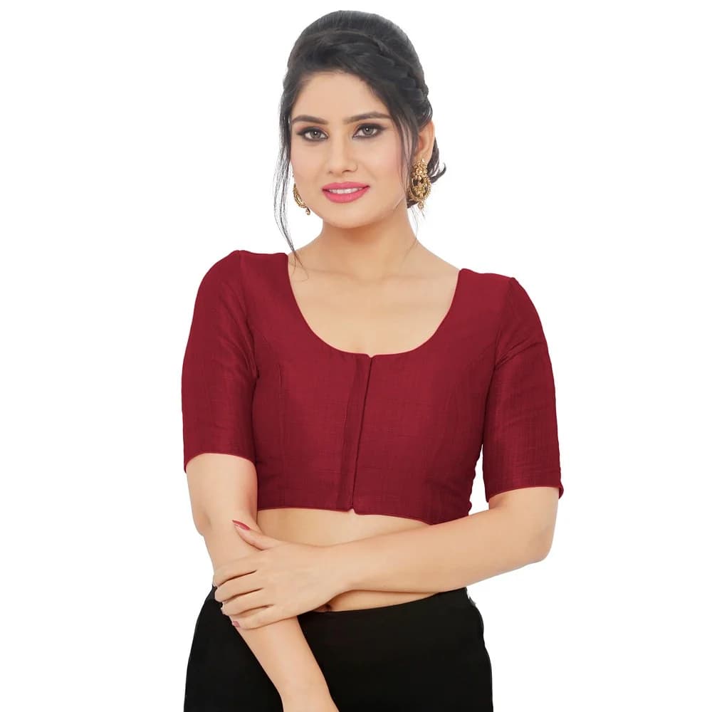Women's Red Festive Solid Regular Fit Blouse
