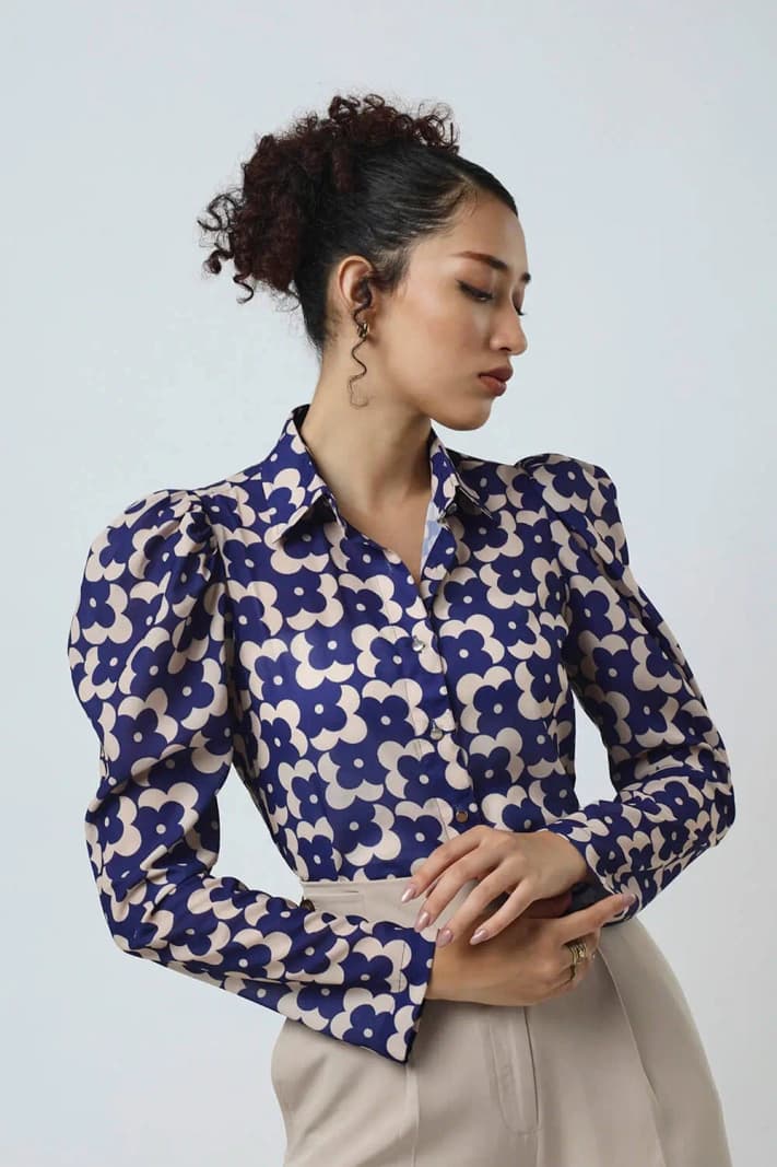 Women's Purple Casual Printed Regular Fit Top