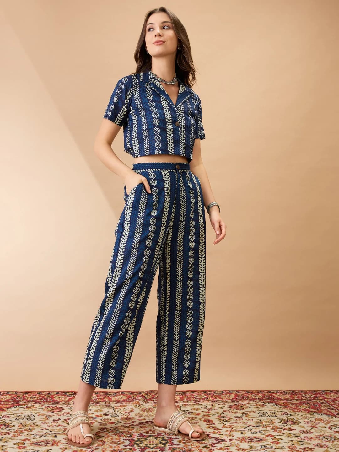 Women's Blue Casual Co-ords Set