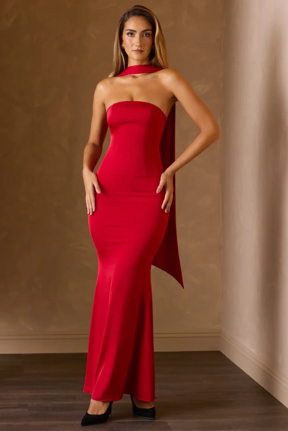 Women's Red Casual Solid Skinny Fit Dress