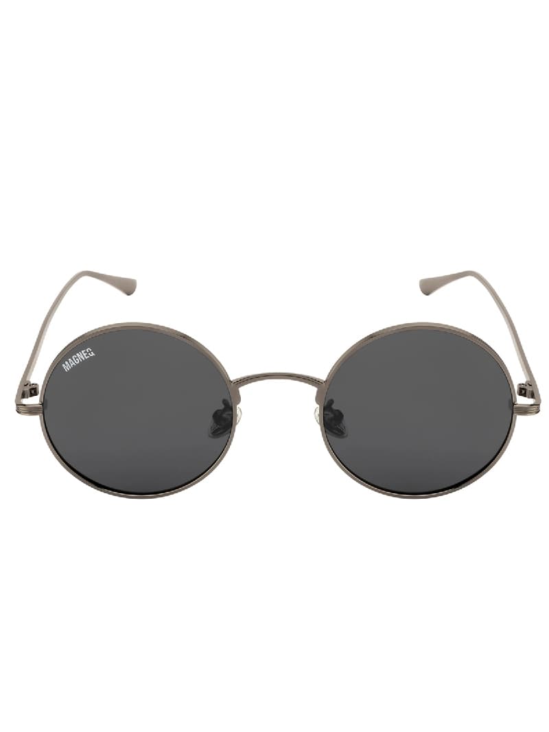 Unisex Black Smart Casual Round Sunglass