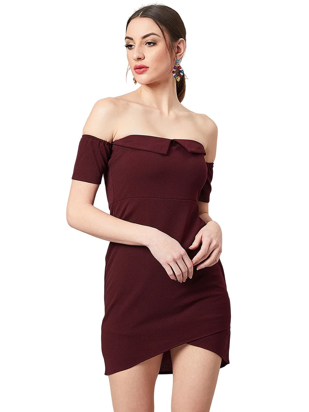 Women's Red Casual Solid Regular Fit Dress