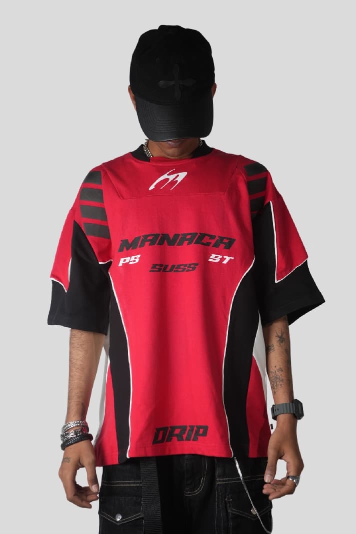 Unisex Red Casual Printed Oversized Fit Tshirt