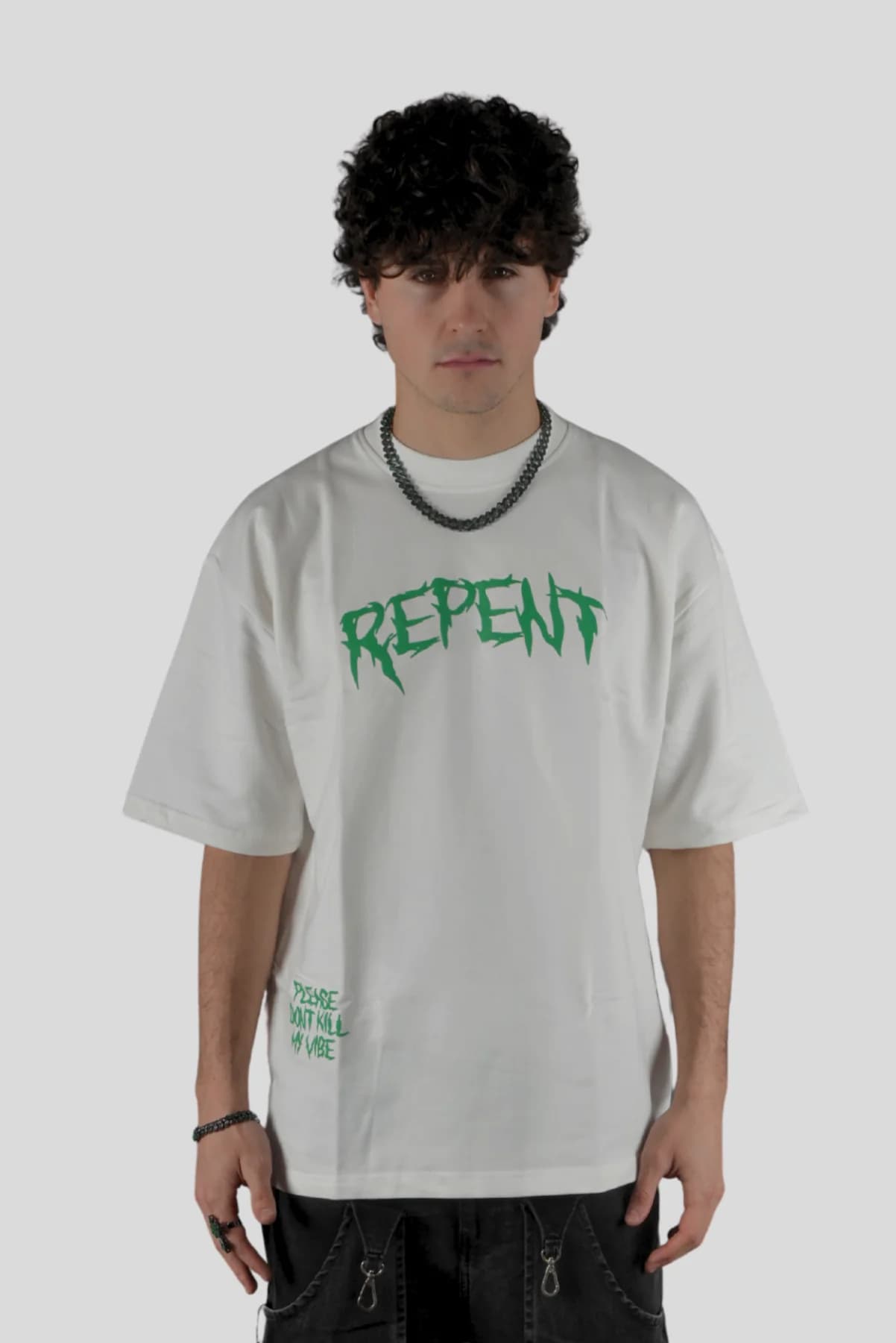 Unisex White Casual Printed Oversized Fit Tshirt