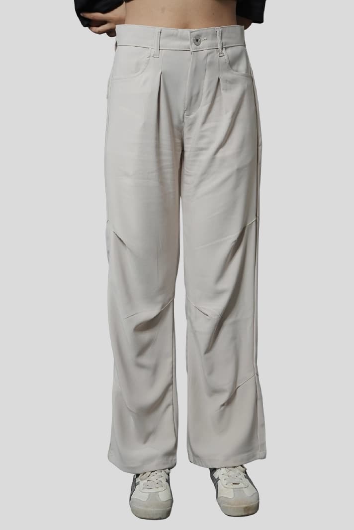 Unisex Beige Casual Solid Regular Fit Trouser