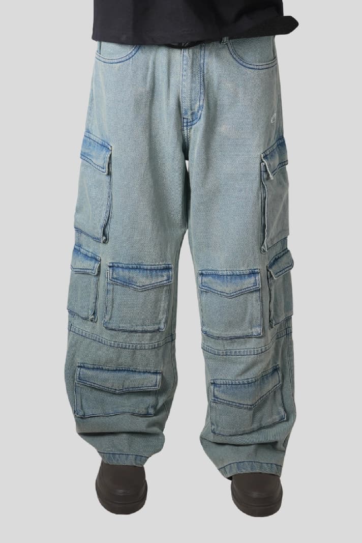 Unisex Blue Casual Solid Regular Fit Cargo