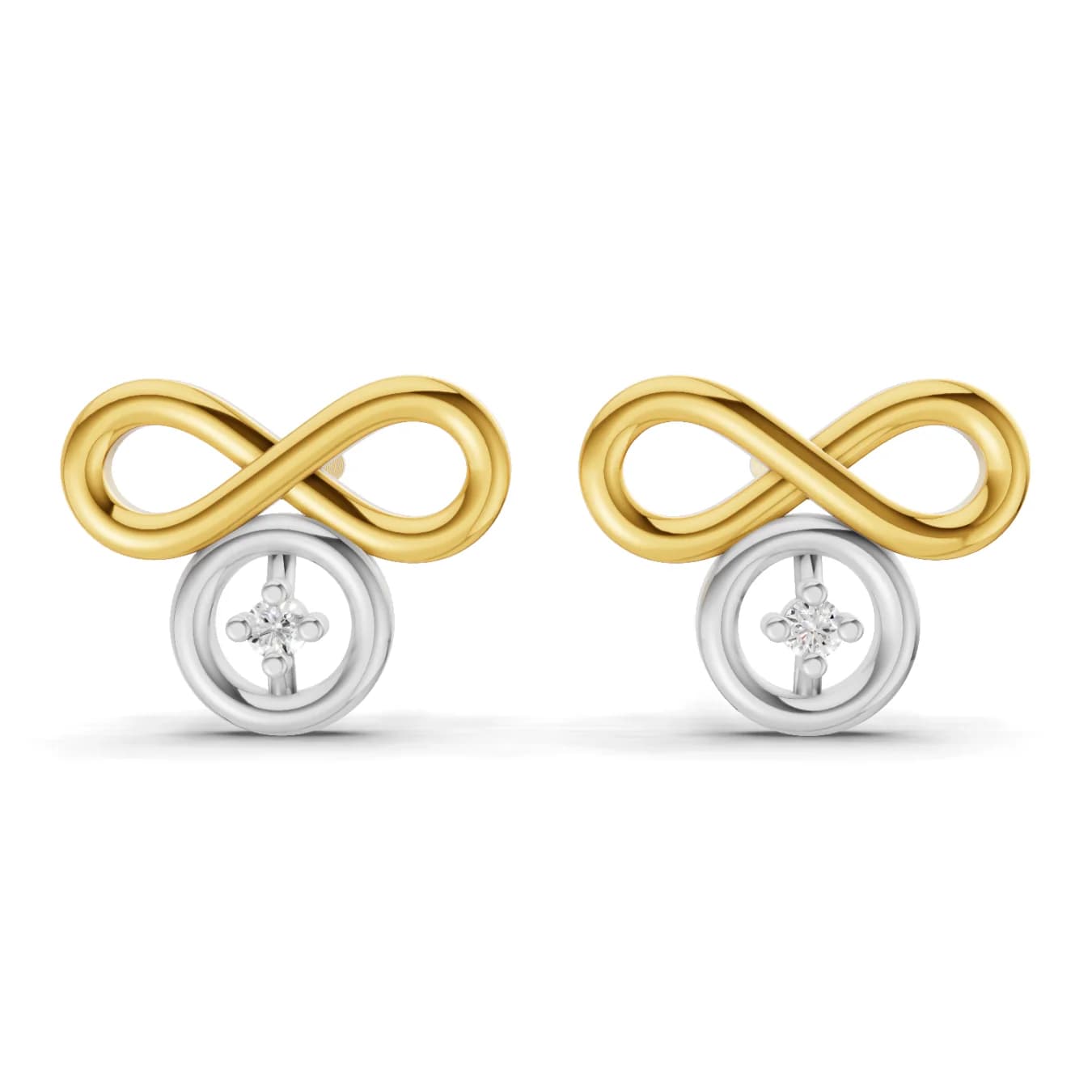 Women's Daily Wear 0.02 Carat Round Shape Yellow Gold Plated Infinity Diamond Earrings