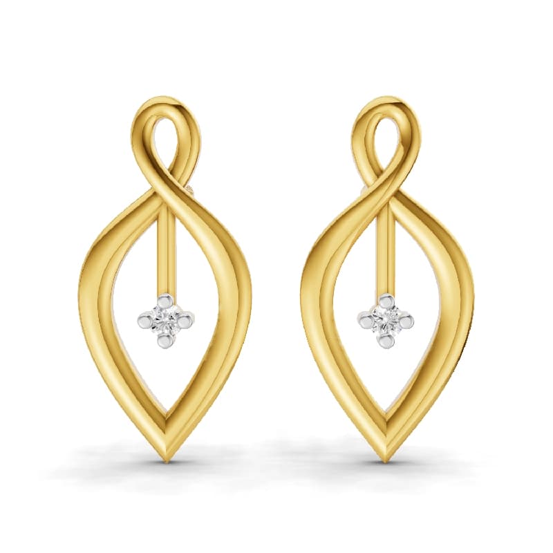 Women's Daily Wear 0.02 Carat Round Shape Yellow Gold Plated Infinity Flame Diamond Earrings