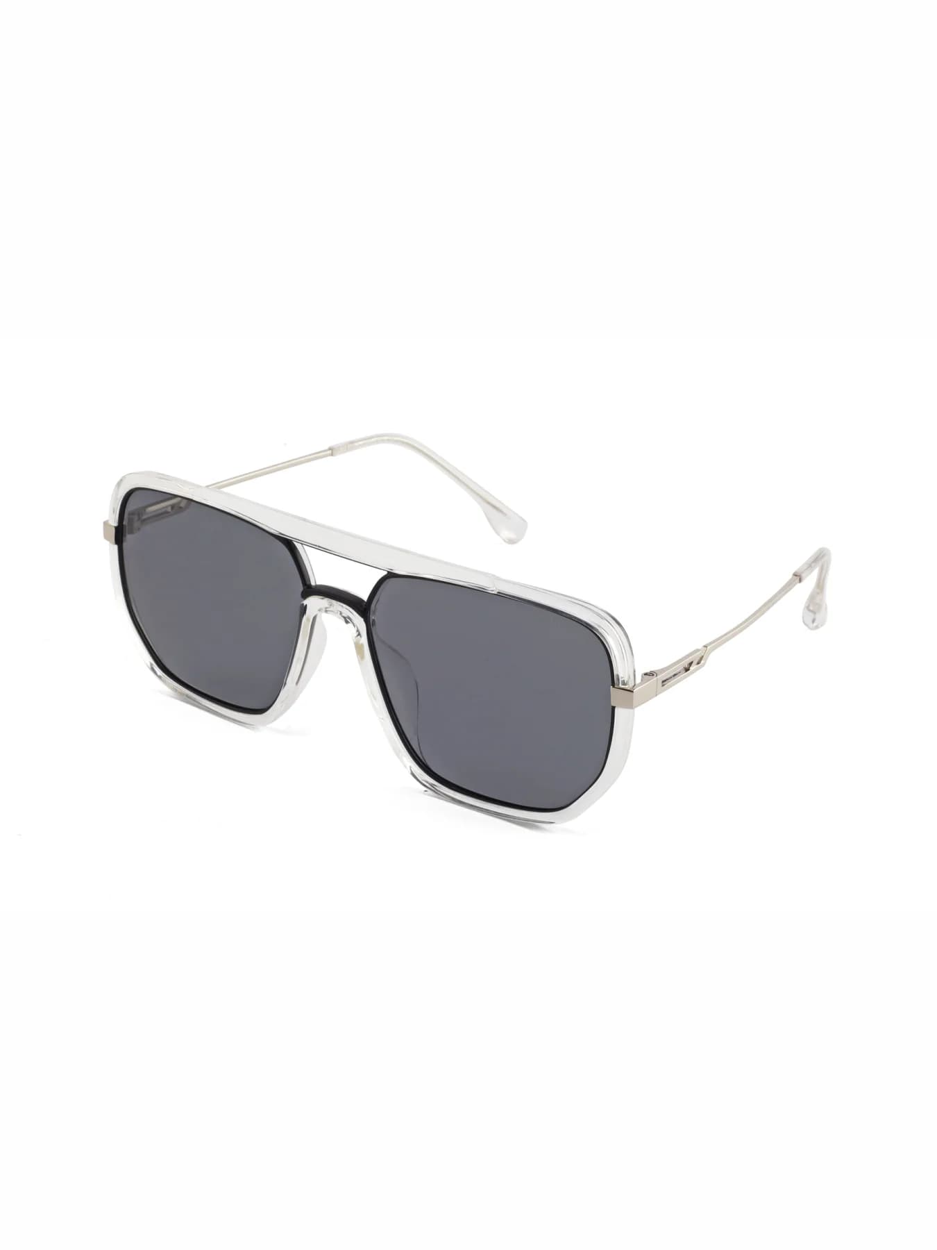 Men's Crystal Black Polarised Lens Aviator Sunglass Stratos Series