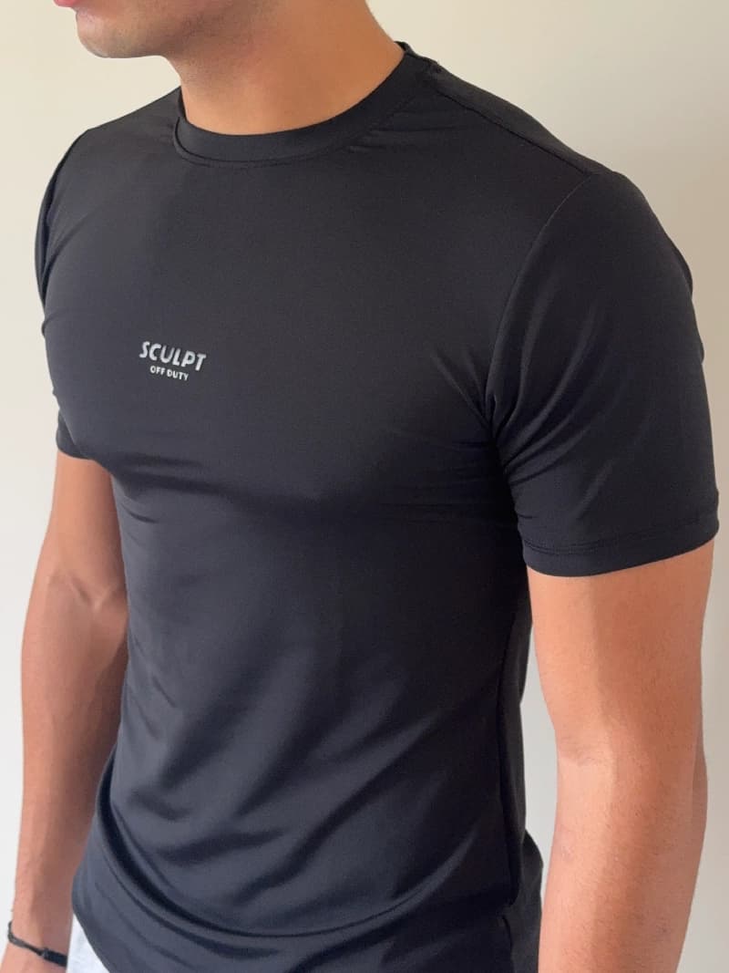 Men's Black Casual Sculpt Fit Muscle Tee