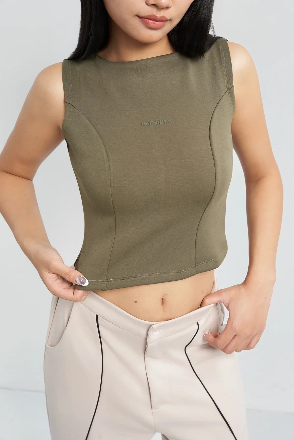 Women's Green Casual Solid Slim Fit Top