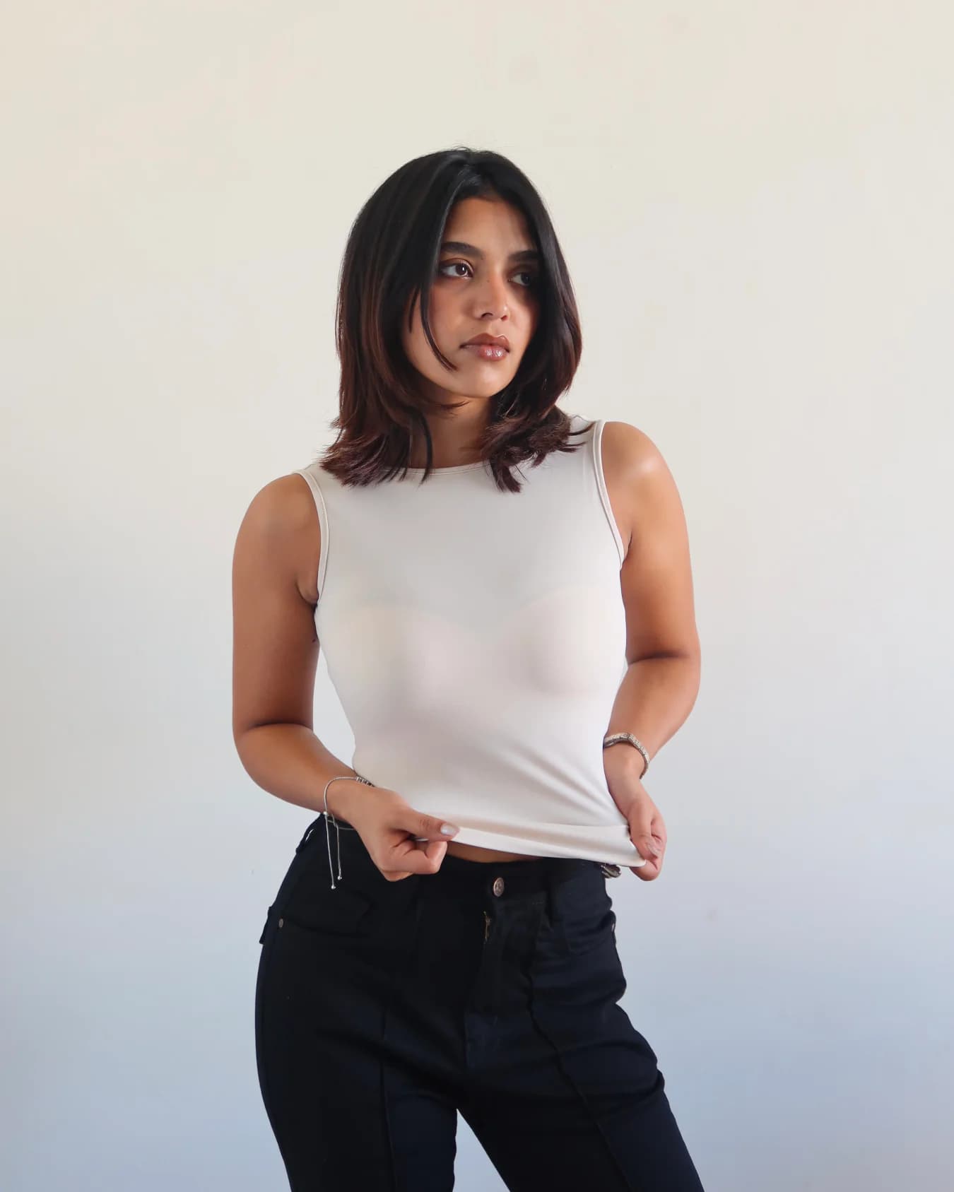 Women's White Casual Solid Regular Fit Top