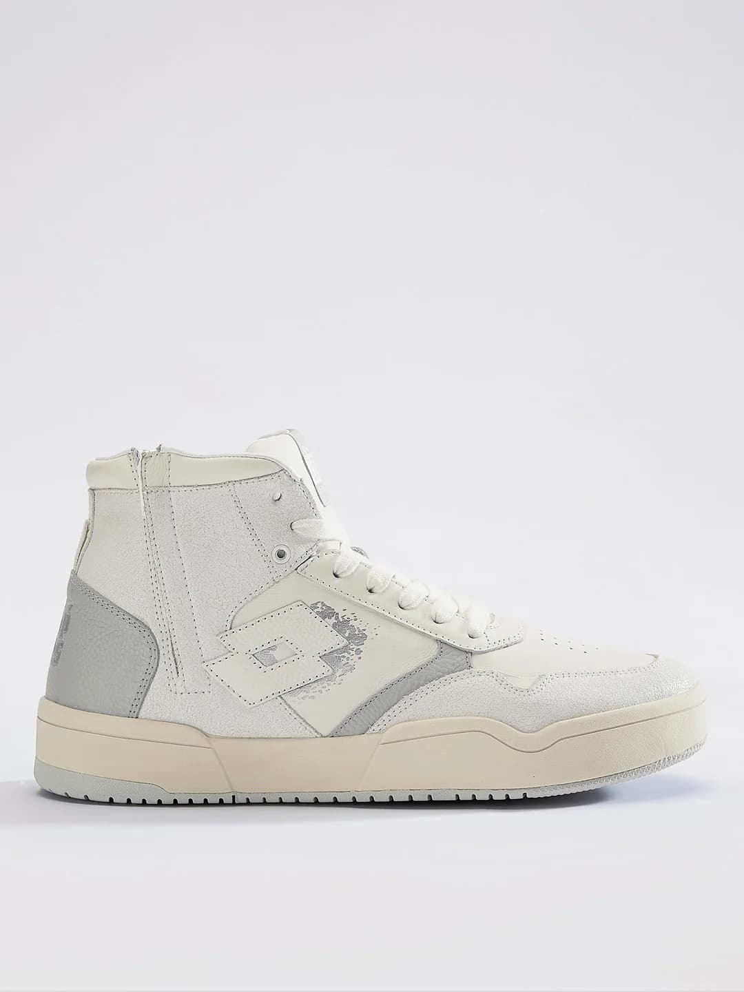 Men's Casual Leather Hoop Star OG High White Sneakers